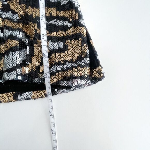 Bianca Nygard Petite Sequined Top Women's 6 V-Neck Gold Silver Cap Sleeves Lined - Picture 9 of 10